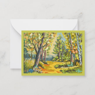 Cartão De Notas Carte de paysage et sous bois peinture huile.