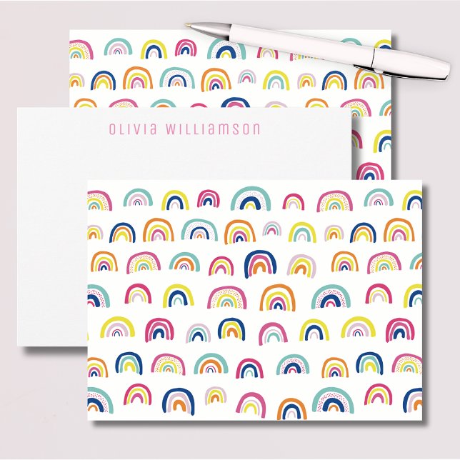 Cartão De Notas Carto Postale Arco-íris Bonito (Cute rainbow personalized name notecards.  Perfect for thank you messages & personalised stationery.)
