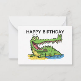 Cartão De Notas Cartoon Crocodilo Engraçado com Grande Sorriso Ani