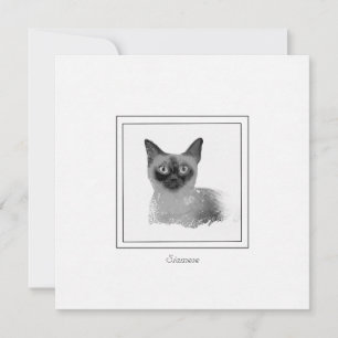 Cartão De Notas Carvão de gato siamês e desenho de giz