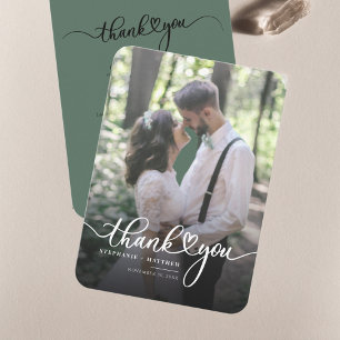 Cartão De Notas Casais com Letra Mão Foto de Casamento Obrigado