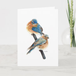 Cartão De Notas Casais de Azulão Pintura Feliz Aniversário