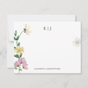 Cartão De Notas Casais de Flores Silvestres Elegantes Florais Inic