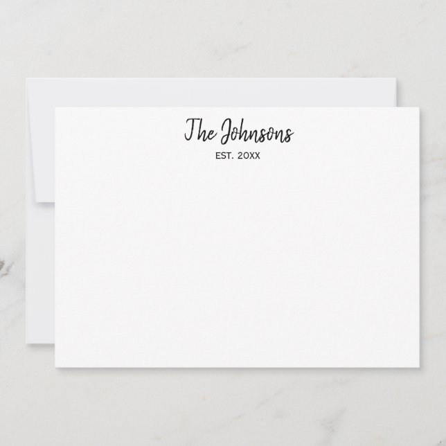 Cartão De Notas Casais Personalizados de Caligrafia Preta (Frente)