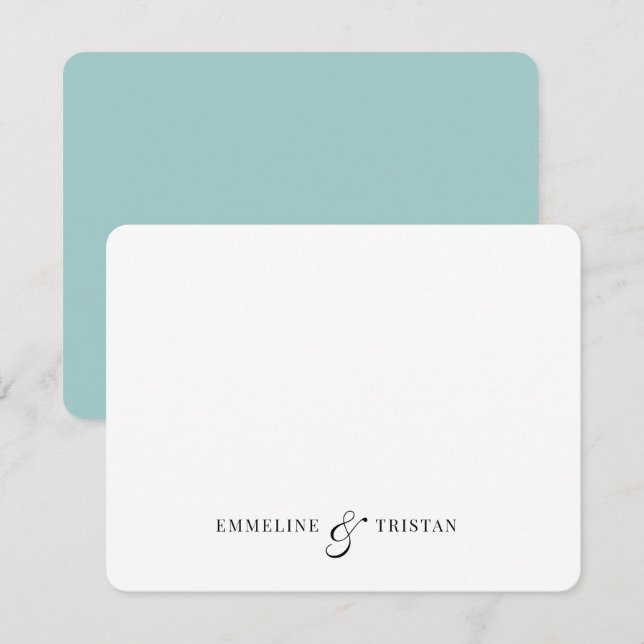 Cartão De Notas Casais Personalizados Papel de Carta Azul Claro Ve (Frente/Verso)