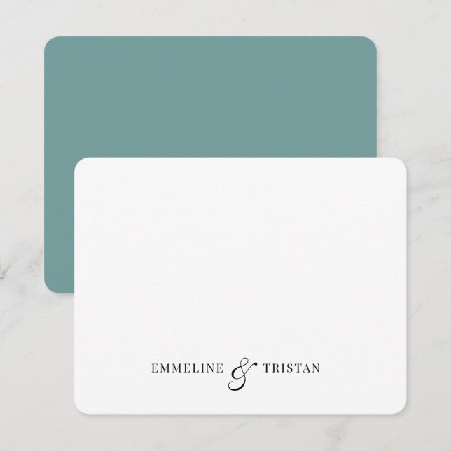 Cartão De Notas Casais personalizados Papel de carta azul escuro V (Frente/Verso)