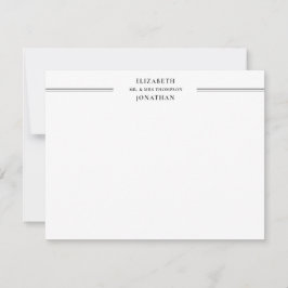 Cartão De Notas Casal da linha de Cinza Preta Mínima Chic