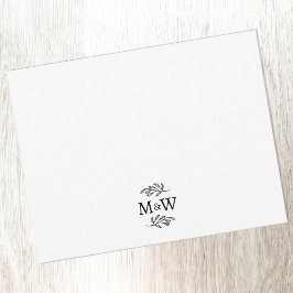 Cartão De Notas Casal de Casamento Monograma Botânico Elegante