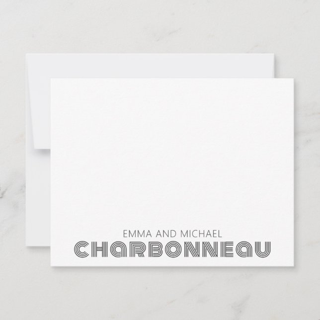 Cartão De Notas Casal de Tipo Geométrico Retroativo (Frente)