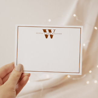 Cartão De Notas Casal do Boho Earthy Modern Monograma Stationery