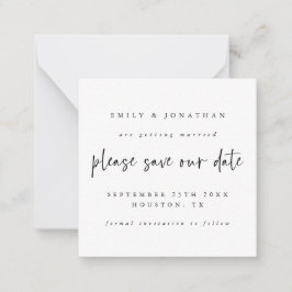 Cartão De Notas Casamento Branco Negro Salvar a Data