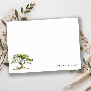 Cartão De Notas Casamento de Árvore de Carvalho Verde Mínimo Elega