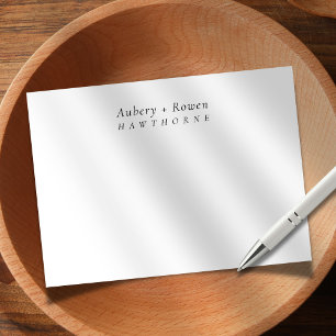 Cartão De Notas Casamento de Casal de Nomes Personalizados Moderno