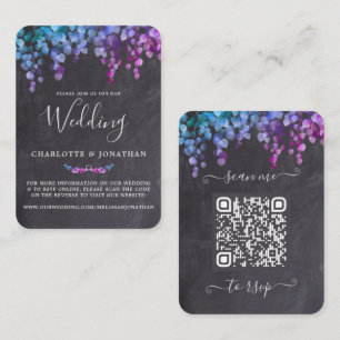 Cartão De Notas Casamento de Código QR do Eucalyptus Slate Botân