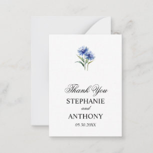 Cartão De Notas Casamento de Cornflower WIldflower, cor d'água rox