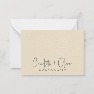 Cartão De Notas Casamento de Creme Personalizado Moderno Minimalis