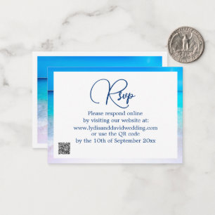 Cartão De Notas Casamento de Destino Tropical do Oceano Azul RSVP