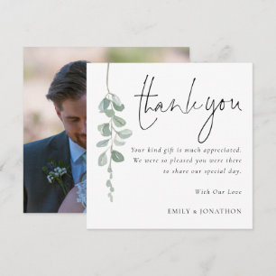 Cartão De Notas Casamento de Foto Eucalyptus Obrigado