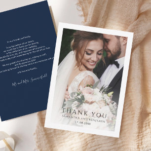 Cartão De Notas Casamento de Foto Moderno Simples Obrigado