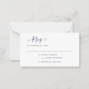 Cartão De Notas Casamento de Resposta Azul Naval Boho Estilo Scrip