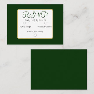 Cartão De Notas Casamento de RSVP Verde da Floresta Elegante Simpl