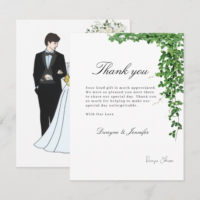 Cartão De Notas Casamento de Verão com Verde de Eucalipto Boho (Frente/Verso)