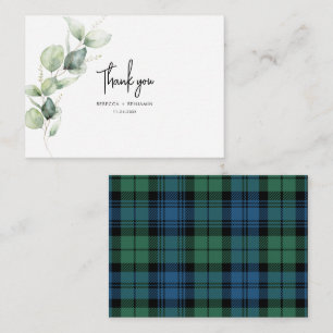 Cartão De Notas Casamento de Xadrez Eucalyptus Watercolor Obrigado