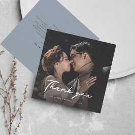 Cartão De Notas Casamento Elegante De Foto - Script Obrigado