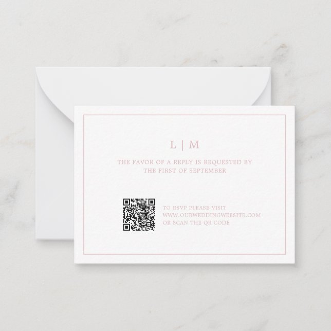 Cartão De Notas Casamento elegante do Código QR do Monograma de Ro (Frente)