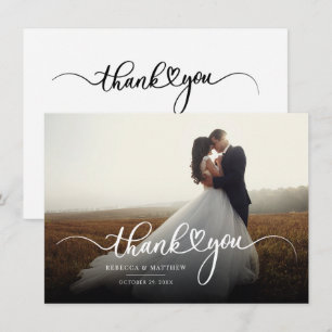Cartão De Notas Casamento Elegante Foto Carta de Agradecimento Esc