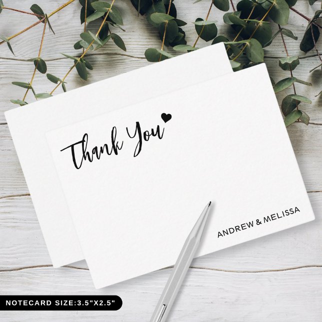 Cartão De Notas Casamento Elegante Moderno - Obrigado Casal de rec (Modern Elegant Wedding Thank You Newlyweds Couple Note Card)