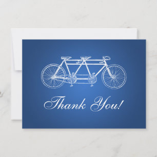 Cartão De Notas Casamento Elegante Obrigado Nota Tandem Bike Blue