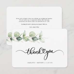 Cartão De Notas Casamento Eucalyptus Com Letra Mão Obrigado
