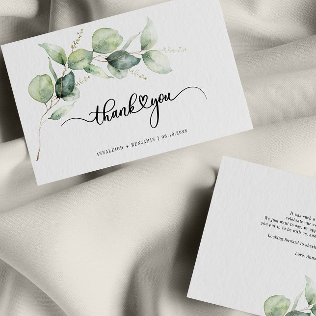 Cartão De Notas Casamento Eucalyptus Greenery, com Letra Mão Orçam (Criador carregado)