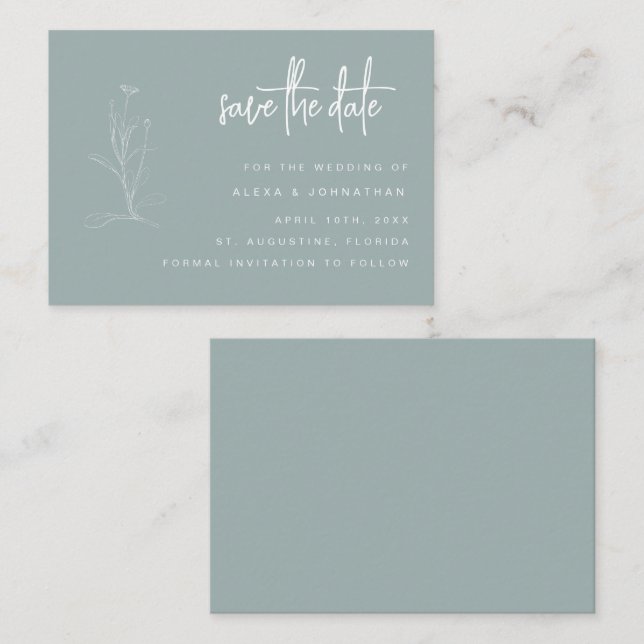 Cartão De Notas Casamento Floral do ORÇAMENTO Salvar a Data Convit (Frente/Verso)