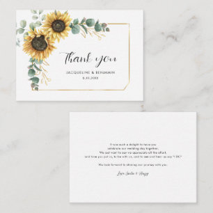 Cartão De Notas Casamento Floral Eucalyptus Sunflower Obrigado