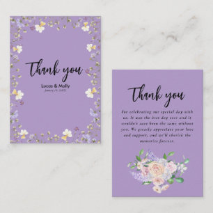 Cartão De Notas Casamento Floral Purple Wildflower Obrigado