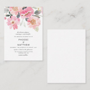 Cartão De Notas Casamento Floral Rosa-Russo Moderno