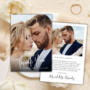 Cartão De Notas Casamento Fotográfico 2 da Elegante Obrigado