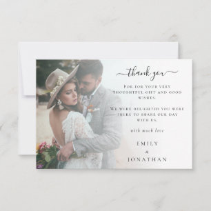 Cartão De Notas Casamento Mini Moderno de Foto Sobreposta Obrigado