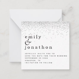 Cartão De Notas Casamento Mínimo da Mini Silver Glitter Salve a Da