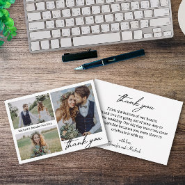 Cartão De Notas casamento mínimo moderno 3 fotos obrigado colagem