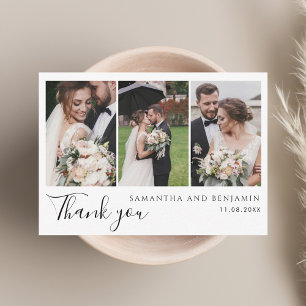 Cartão De Notas Casamento Moderno 3 Fotos Obrigado
