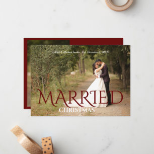 Cartão De Notas Casamento Natalino Foto de Noiva Elegante