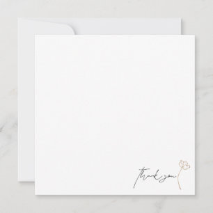 Cartão De Notas Casamento Quadrado Elegante Moderno Branco Obrigad