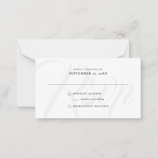 Cartão De Notas Casamento RSVP - Script Russo Elegante DO ORÇAMENT (Frente)