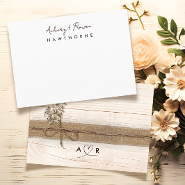 Cartão De Notas Casamento Russo do Casal Simples Moderno Monograma