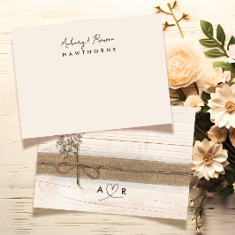 Cartão De Notas Casamento Russo do Casal Simples Moderno Monograma