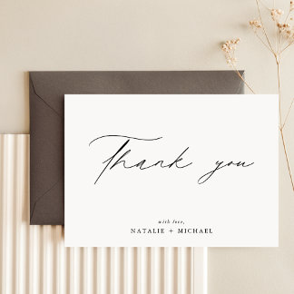 Cartão De Notas Casamento Simples Elegante Minimalista Obrigado Ca