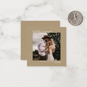Cartão De Notas Casamento Simples Mocha Tan Salve a Foto da Data